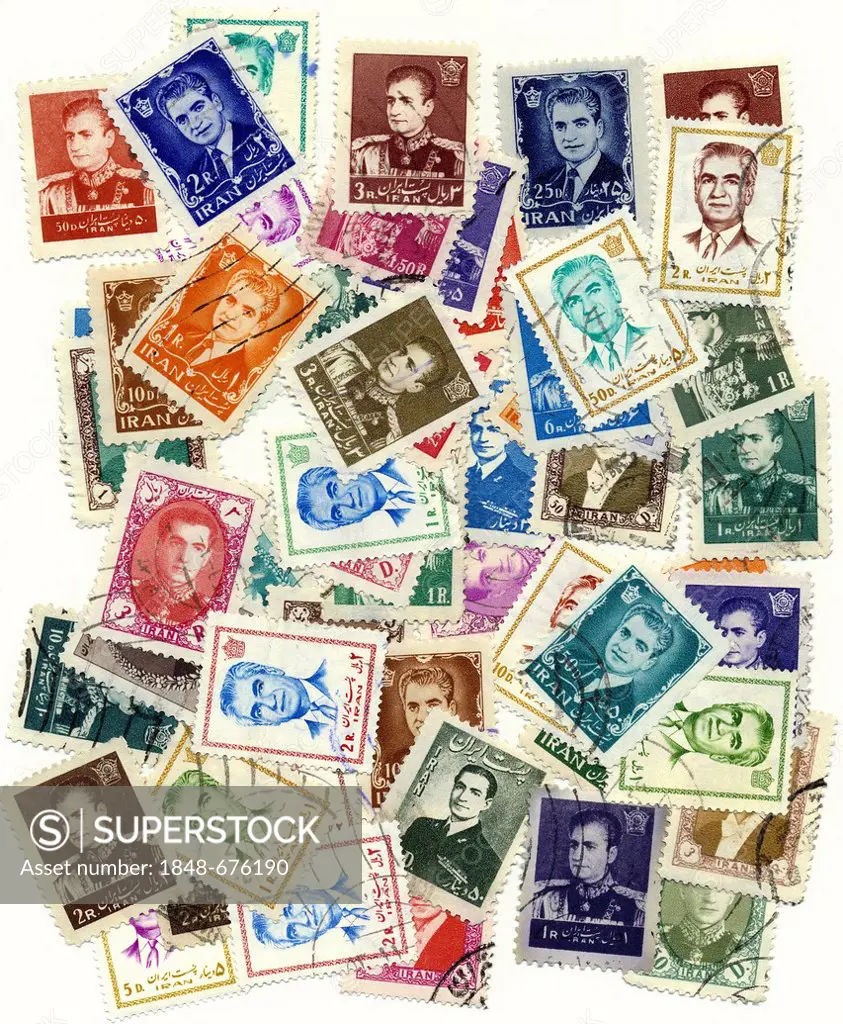 Stamps from Iran, the Shah of Iran, Mohammad Reza Shah Pahlavi Shahinshah, 1965