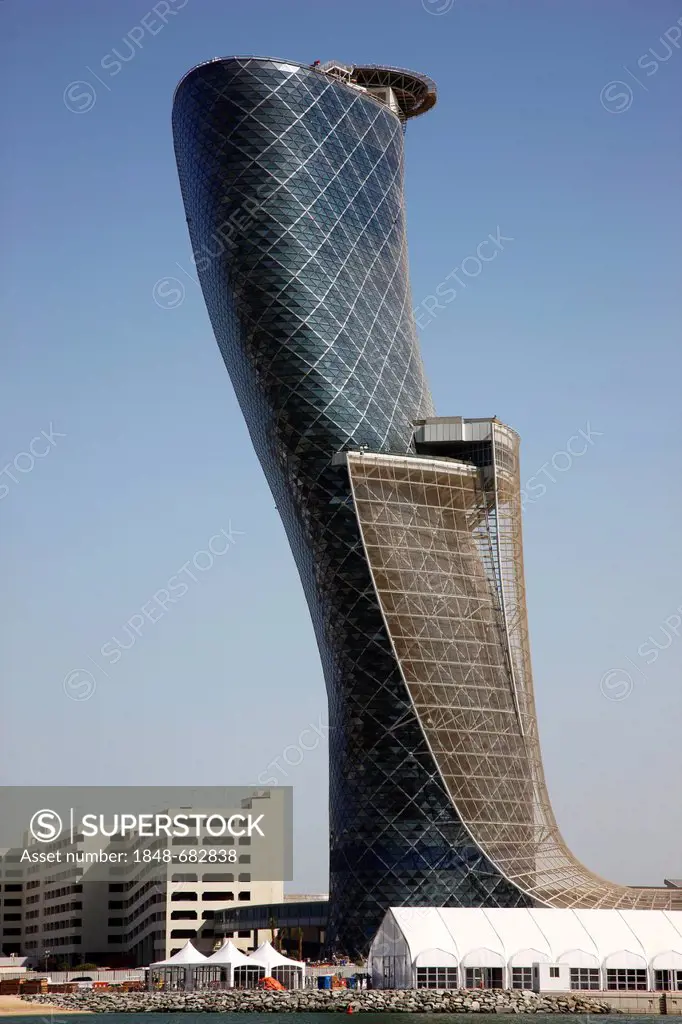 The Capital Gate skyscraper accommodating a 5-star Hyatt Hotel is part of the Abu Dhabi National Exhibitions Company exhibition complex, it is the bui...