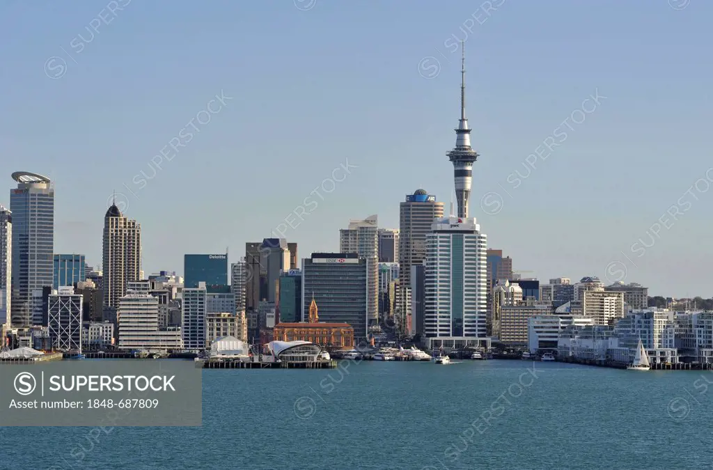 View of Auckland skyline from Cyril Bassett VC Lookout, Auckland, New Zealand