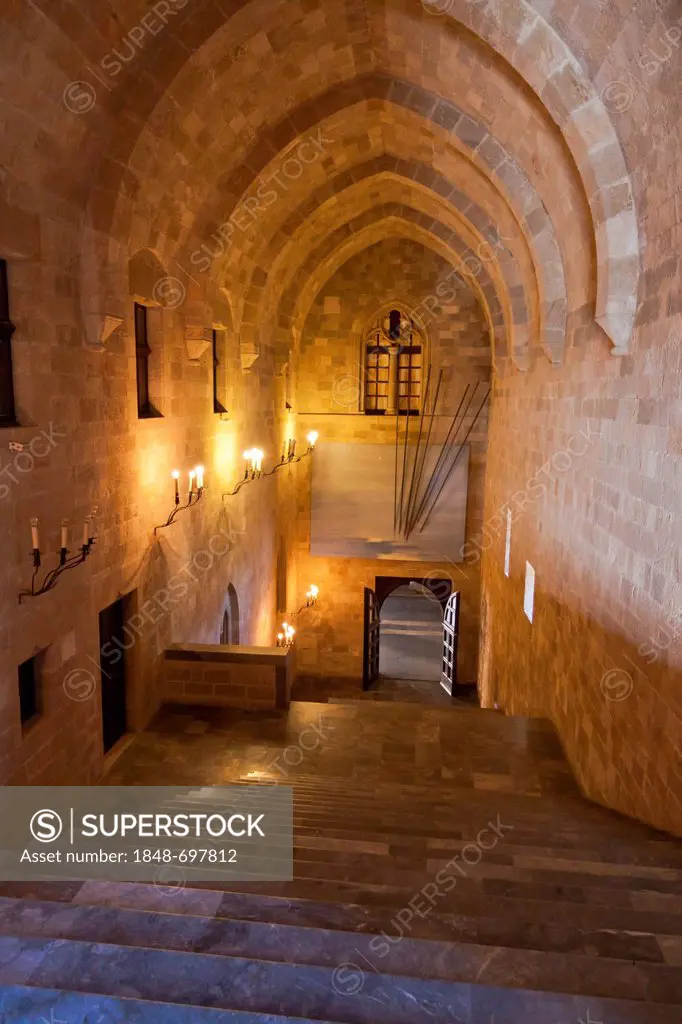 Palace of the Grand Master of the Knights of Rhodes, castle of the knights of St. John, historic centre of Rhodes, Greece, Europe