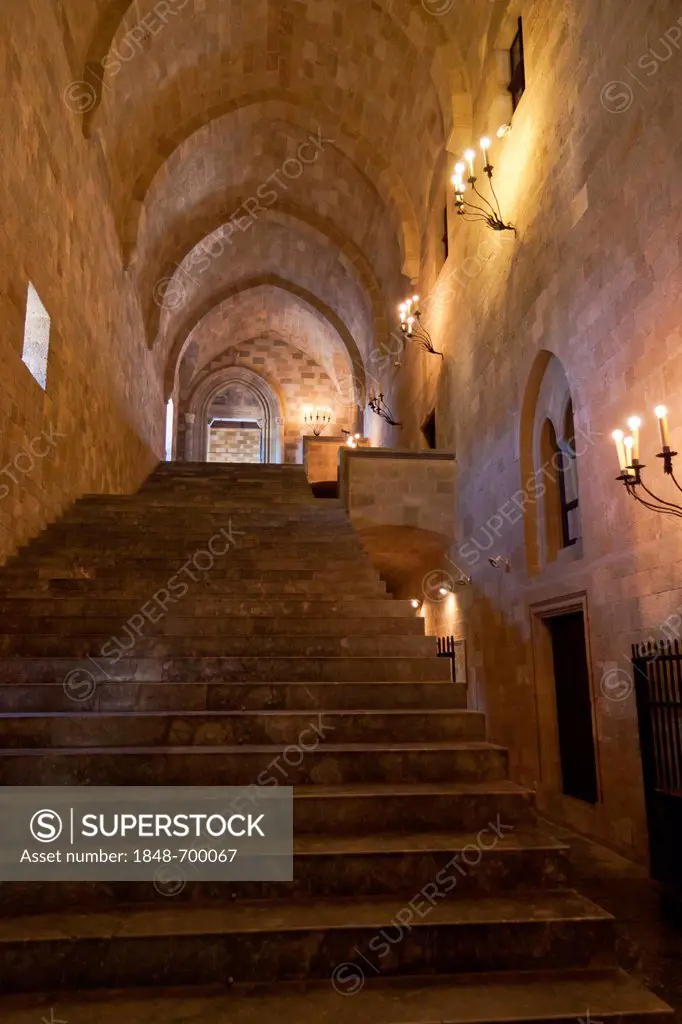 Palace of the Grand Master of the Knights of Rhodes, castle of the knights of St. John, historic centre of Rhodes, Greece, Europe