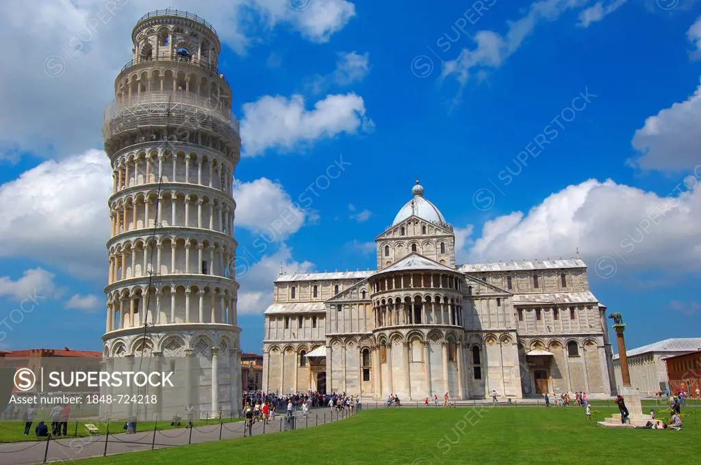 Duomo, cathedral, Leaning Tower, Piazza del Duomo, Cathedral Square, UNESCO World Heritage Site, Campo dei Miracoli, Pisa, Tuscany, Italy, Europe