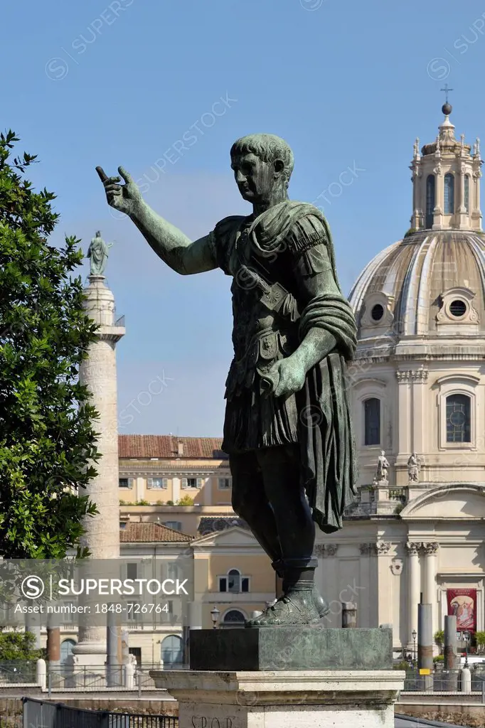 Statue of Trajan, Statua di Traiano, Via dei Fori Imperiali, Rome, Italy, Europe