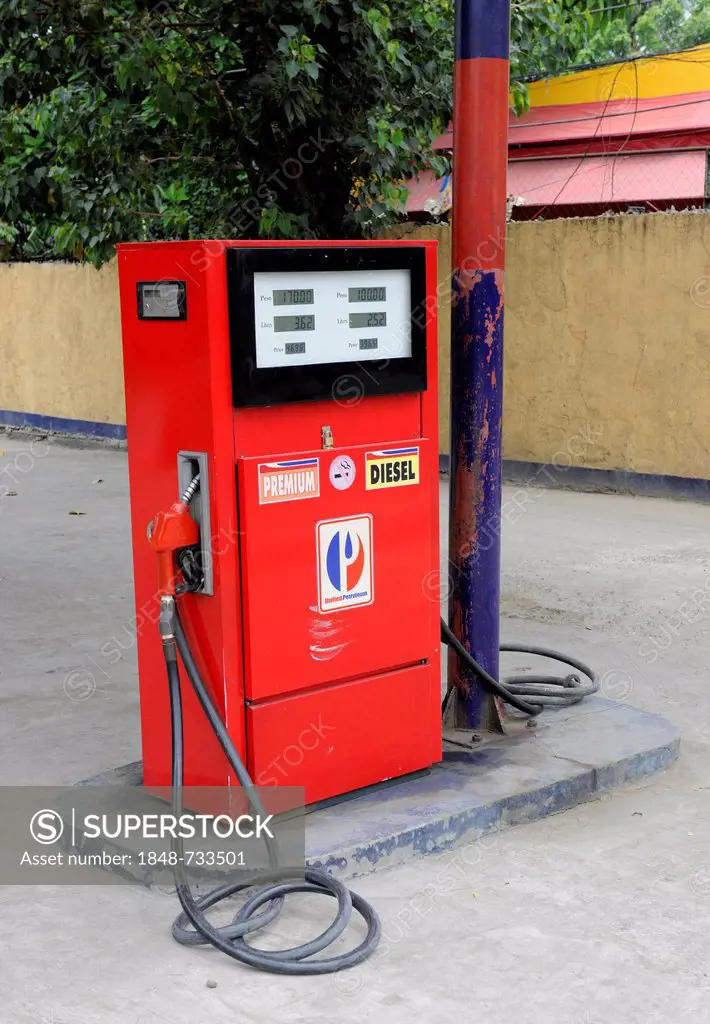 Red fuel pump, Cebu, Philippines, Southeast Asia, Asia