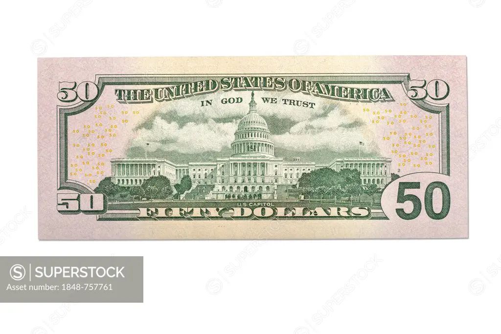 50 dollar banknote, rear