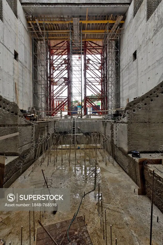 Construction site of the new hydropower plant in Rheinfelden, turbine chamber, chamber 3, concreting work