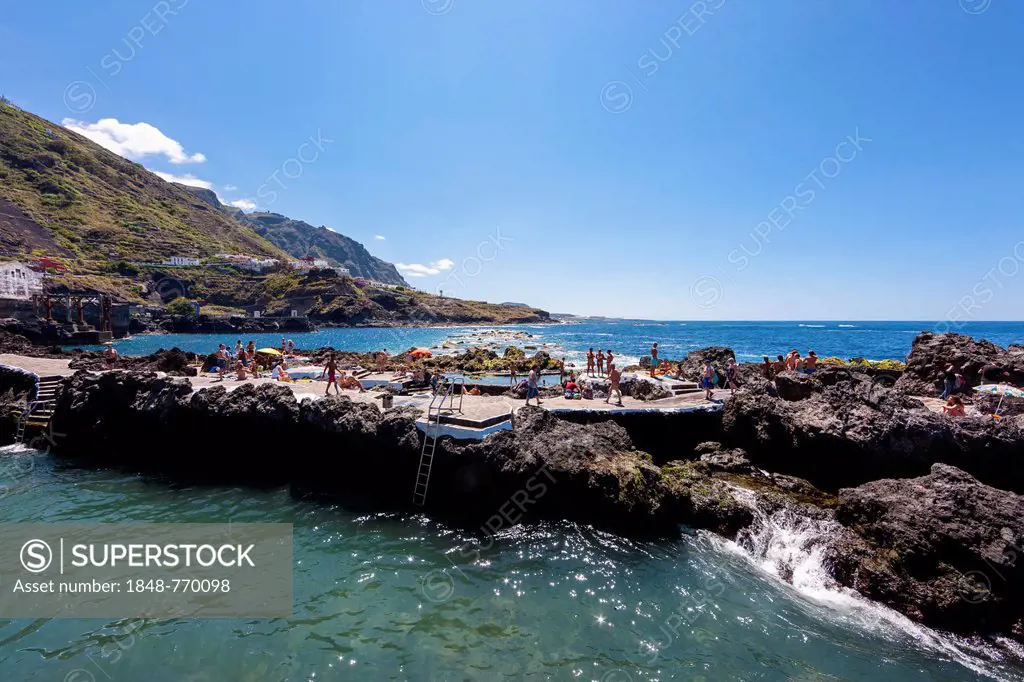 Seawater swimming pool in lava