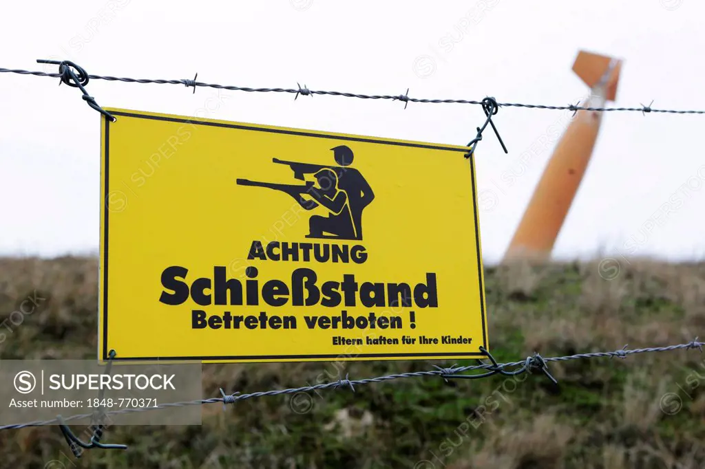 Warning sign Schiessstand, German for shooting range