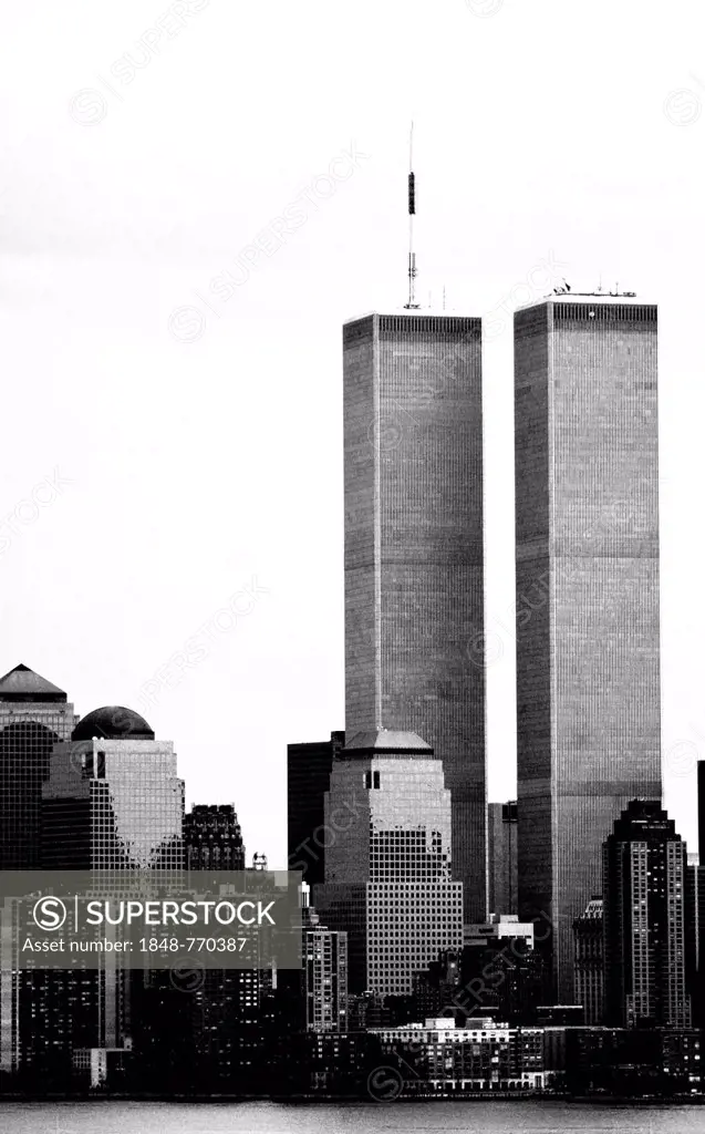 North and South Tower of the former World Trade Center or WTC, historical photograph