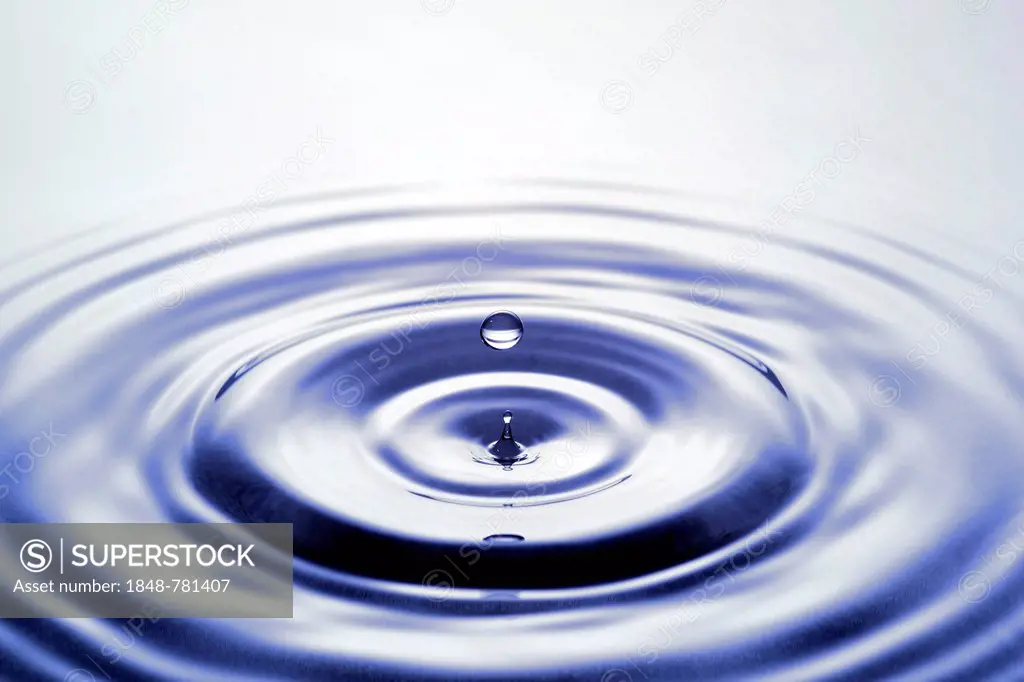 Water droplets falling onto water surface