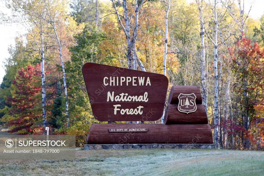 Sign Chippewa National Forest Minnesota USA SuperStock