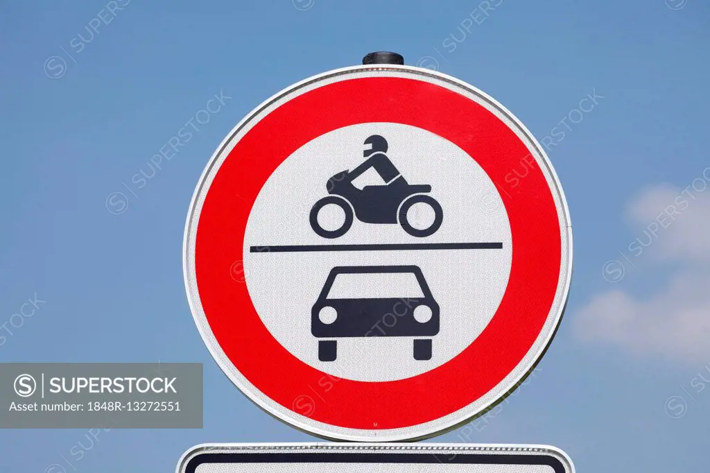 Road sign, cars and motorcycles prohibited, Germany