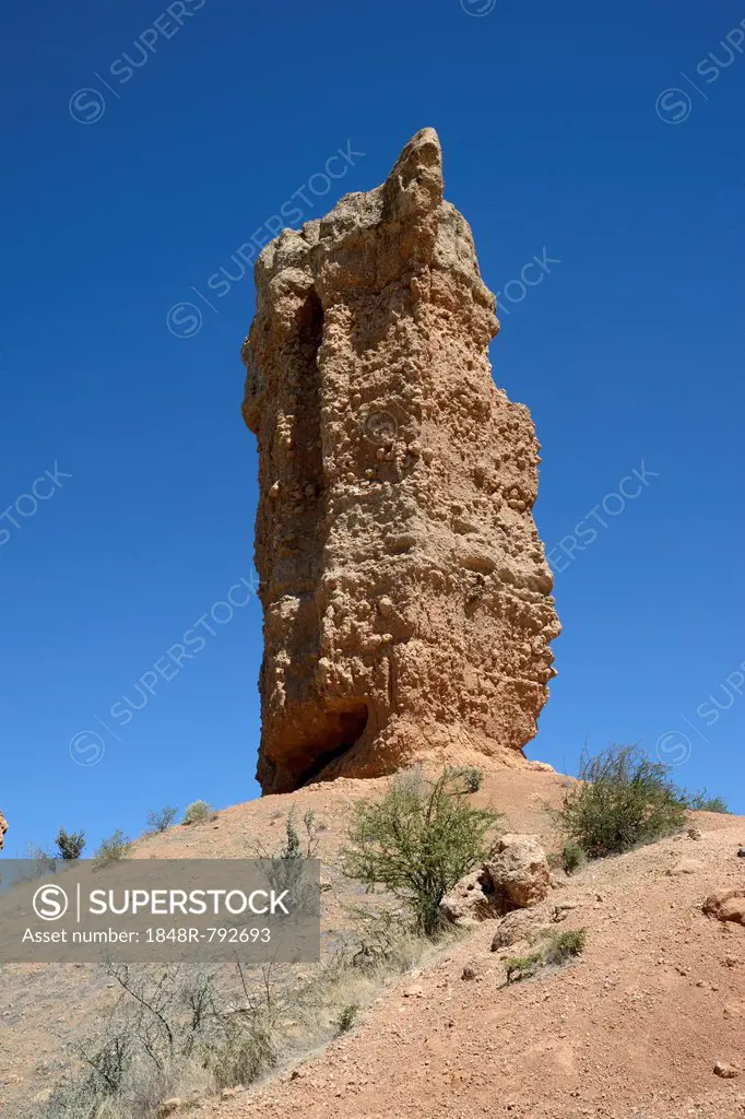 Vingerklip or Finger Rock, a 35m high limestone cliff, Kunene Region, Namibia