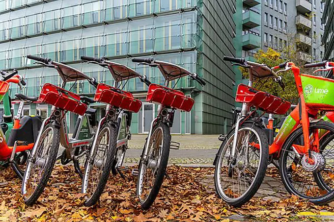 E-scooter stations in Berlin city centre, Berlin, Germany, Europe