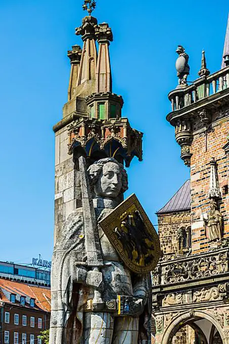 Bremen Roland, Roland statue on the market square, Hanseatic City of Bremen, Germany, Europe