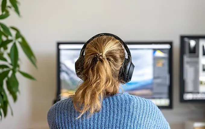 Young woman working on a computer