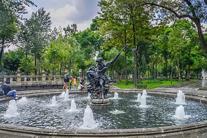 Neptune Fountain, Alameda Central, Mexico City, Mexico, Central America