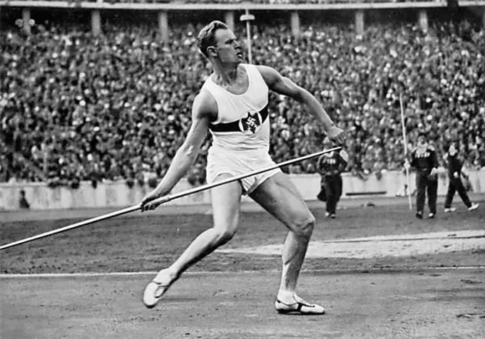 Gerhard Stoeck, Germany, gold medal in javelin throw for Germany with 71, 84 metres, Olympic champion, Europe