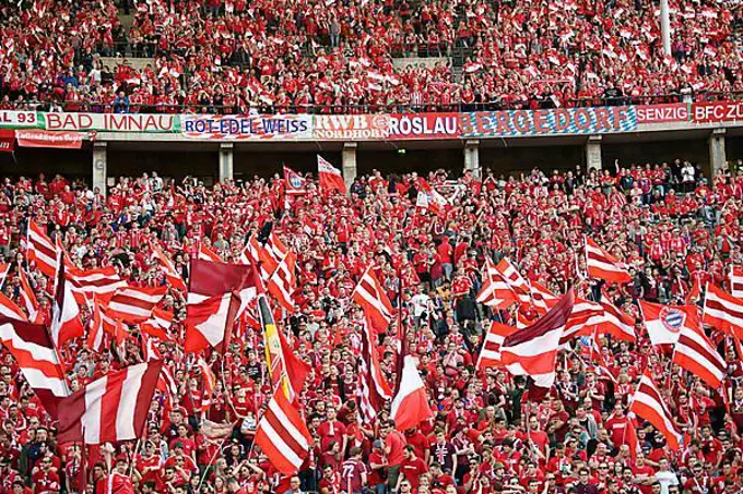 Fan section FC Bayern, DFB Cup Final 2018, Olympic Stadium Berlin, Germany, Europe