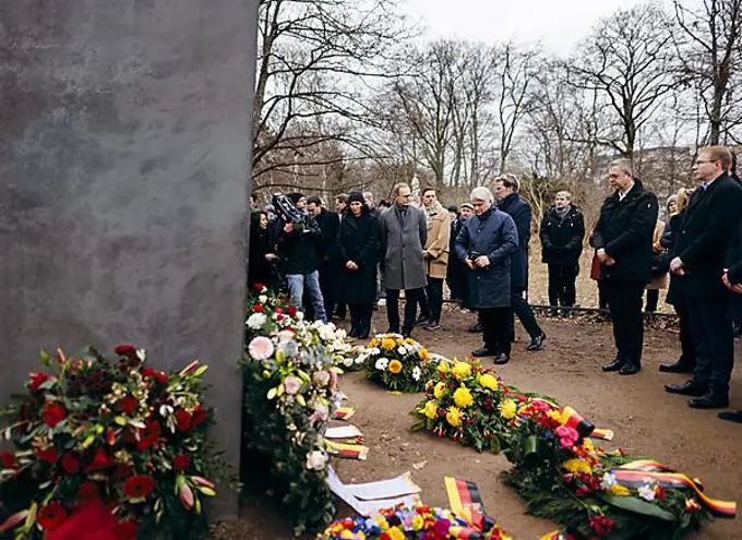 Commemorative event on the occasion of Holocaust Remembrance Day, in memory of the victims of National Socialism, at the Memorial to the Homosexuals Persecuted under National Socialism in Berlin, 31 January 2024