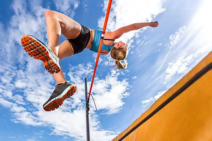 Young woman, 18 years, high jump