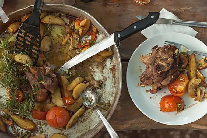 Peka, national dish, mutton and vegetables cooked on an open fire, Croatia, Southern Europe, Europe