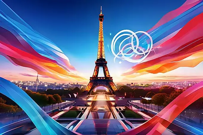 2024 paris olympics abstract dynamic shapes, AI generated