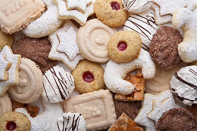 Various cookies, Christmas cookies, Christmas cookies, cakes, vanilla, coconut macaroons, Christmas, Germany, Europe