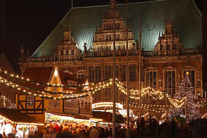 City Hall, Christmas Market, Bremen, Germany, Europe