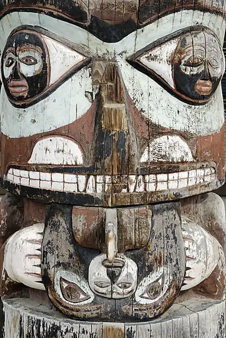 Indian, native american, totem pole, Whitehorse, Yukon, Canada, North America