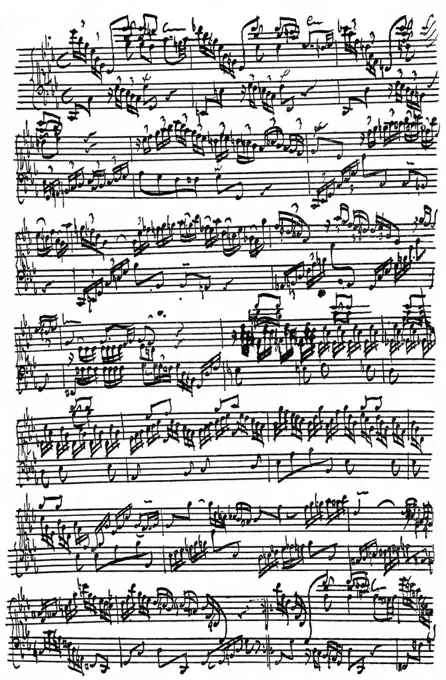 Piano Fantasia in C minor, sheet music manuscript by Johann Sebastian Bach