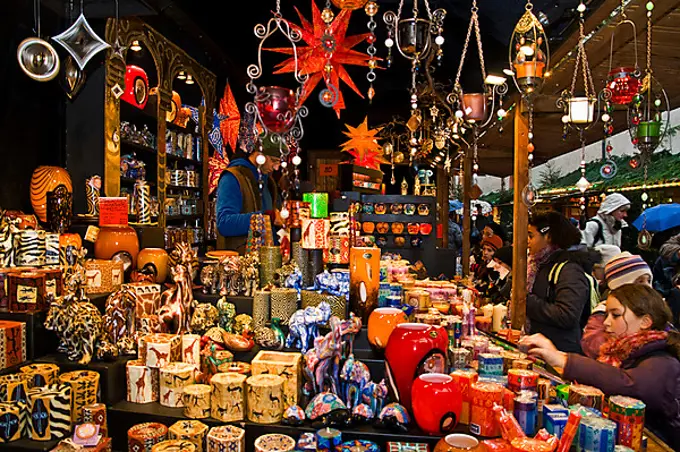 Stand on the Christmas market, Freiburg, Baden-Wuerttemberg, Germany, Europe