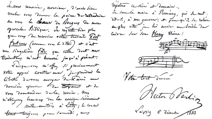 Historical manuscript by Louis Hector Berlioz