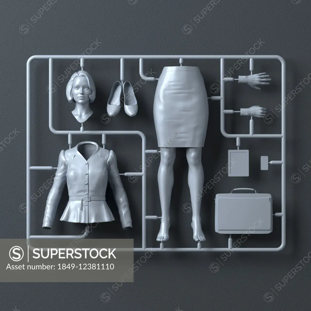 Plastic assembly kit for businesswoman