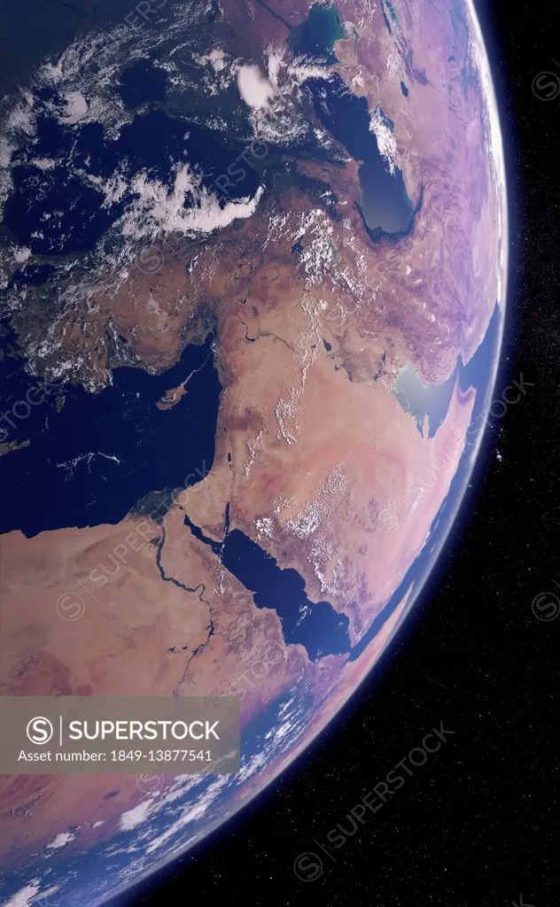 Digitally manipulated image of the Middle East from space