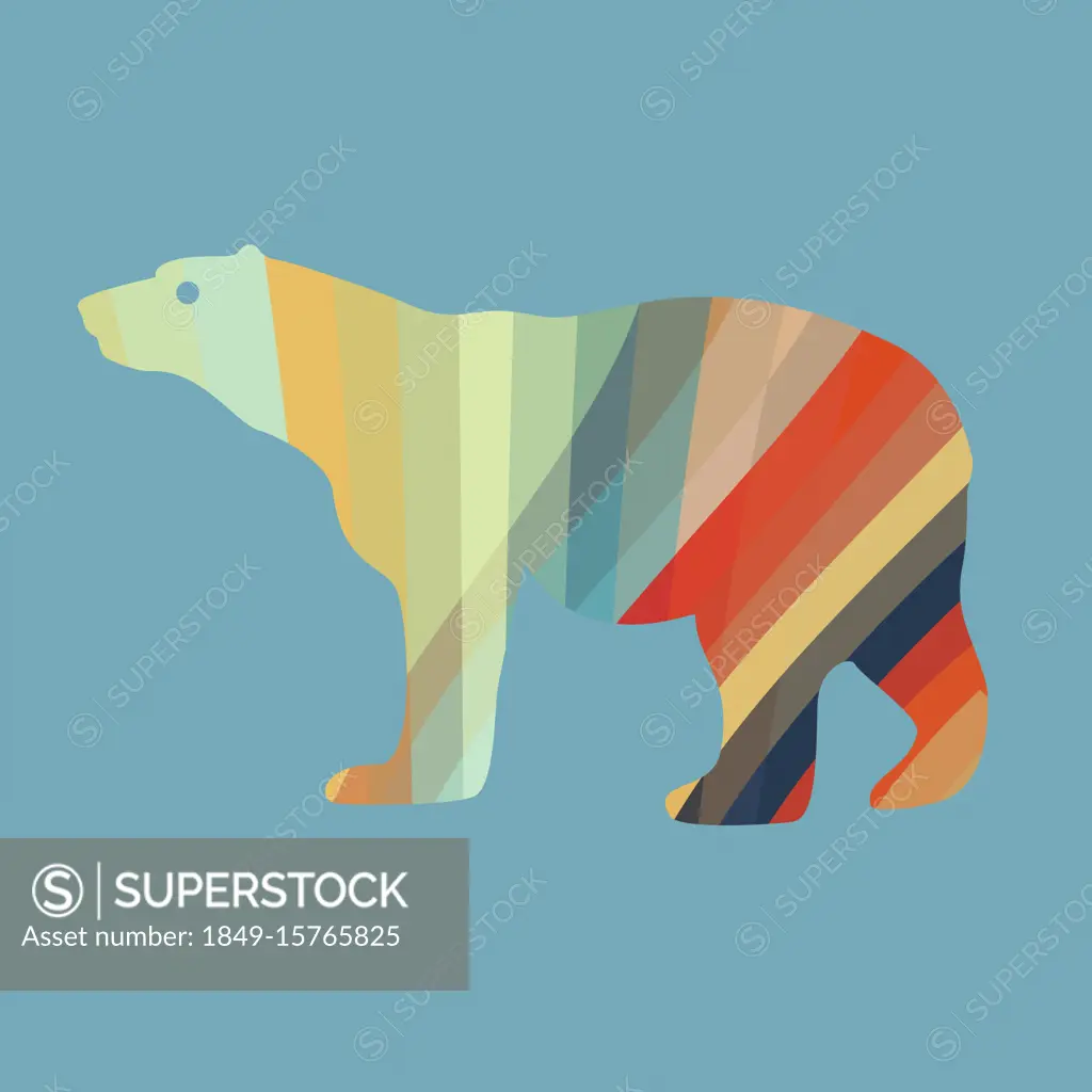 Abstract multi coloured polar bear