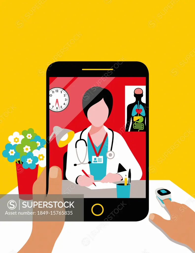 Patient having online consultation with doctor