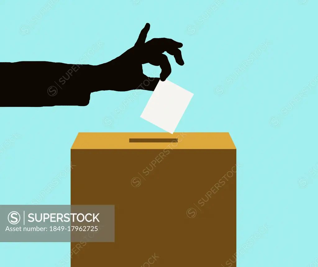 Hand dropping vote into ballot box