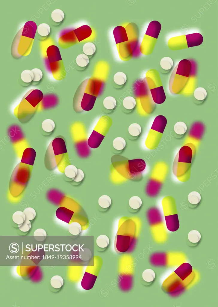 Abstract pattern of pills and capsules