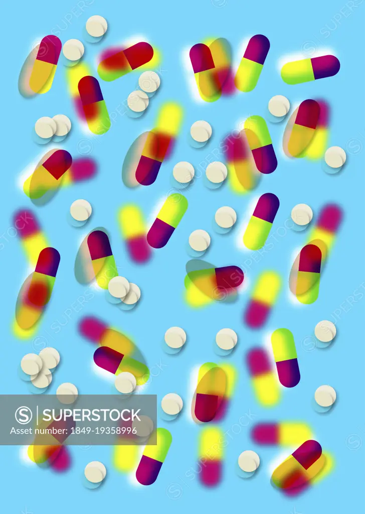 Abstract pattern of pills and capsules