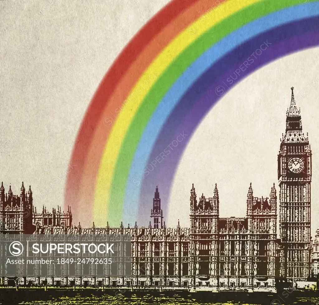 Rainbow over British Houses of Parliament