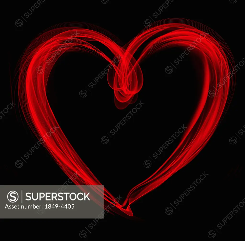 Red heart shape drawn with light trails