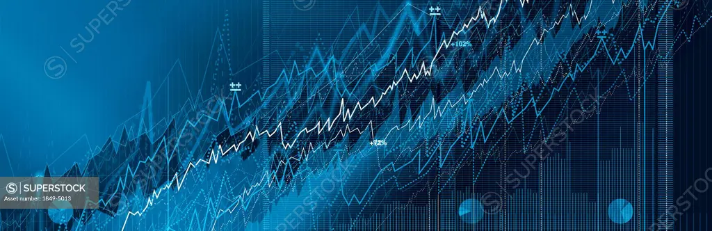 Ascending blue line graphs and charts