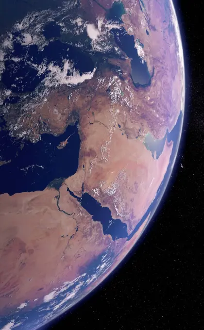 Digitally manipulated image of the Middle East from space