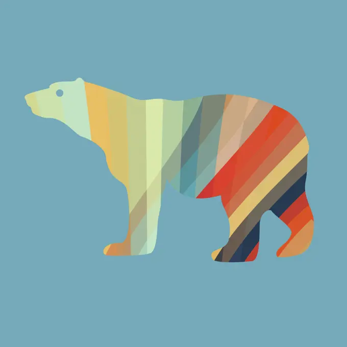 Abstract multi coloured polar bear