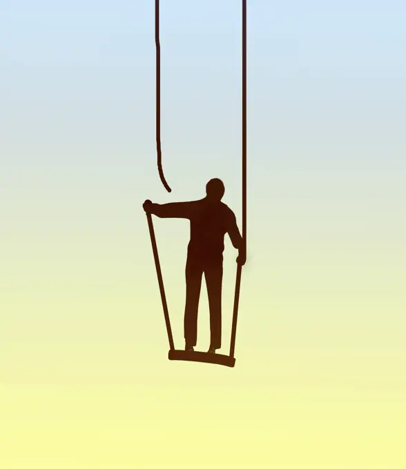 Man on broken swing