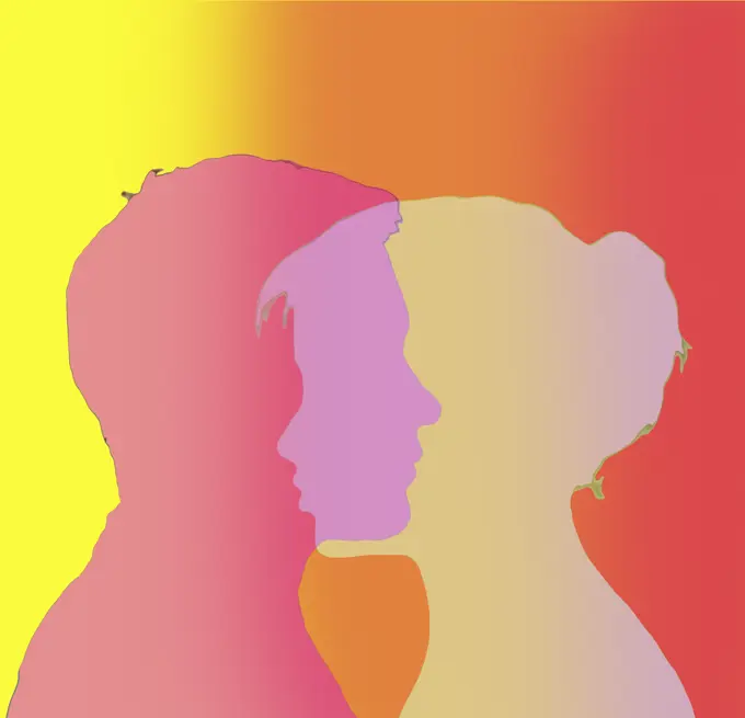 Overlapping profiles of man and woman