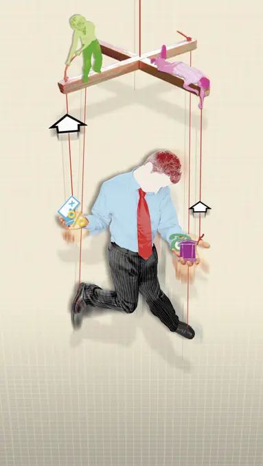 Banker on puppet string