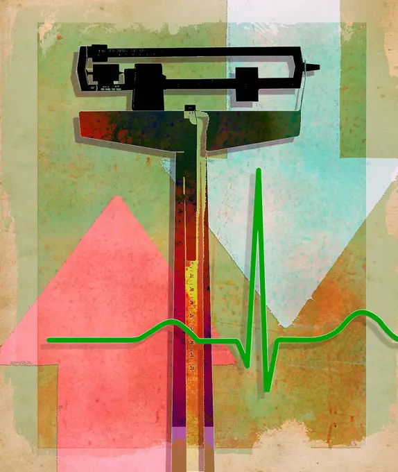 Weight scale, pulse trace and arrows