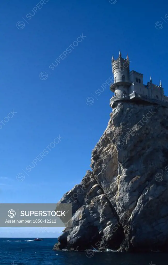 Ukraine, Crimea, SwallowS Nest, Cliff Top Folly Built By German Oil Magnate In The 1900S.